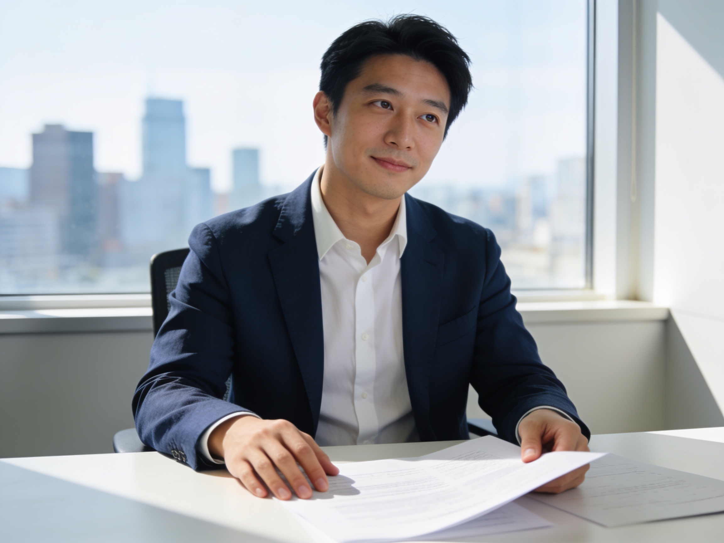 Asian professional analyzing documents to understand politics culture and technology